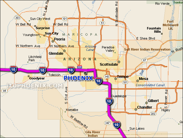 Interstate 10 Phoenix Map
